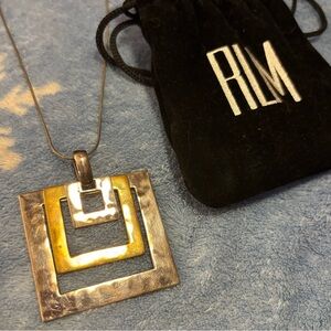 RLM Studios Square Pendant Necklace in Sterling and Brass